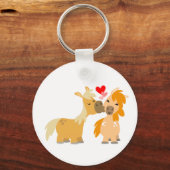 Niedlicher Cartoon Ponys in der Liebe Schlüsselanhänger (Vorderseite)