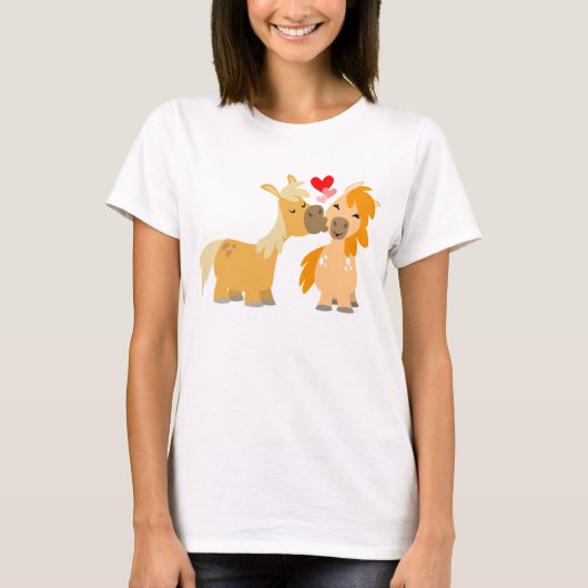 Niedlicher Cartoon Ponys in Liebe T - Shirt Frauen (Vorderseite)
