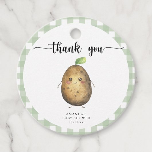 Niedlicher Cartoon Potato Babydusche Danke Geschenkanhänger (Vorderseite)