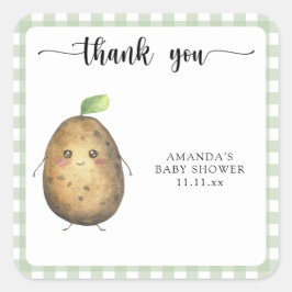 Niedlicher Cartoon Potato Babydusche Danke Quadratischer Aufkleber