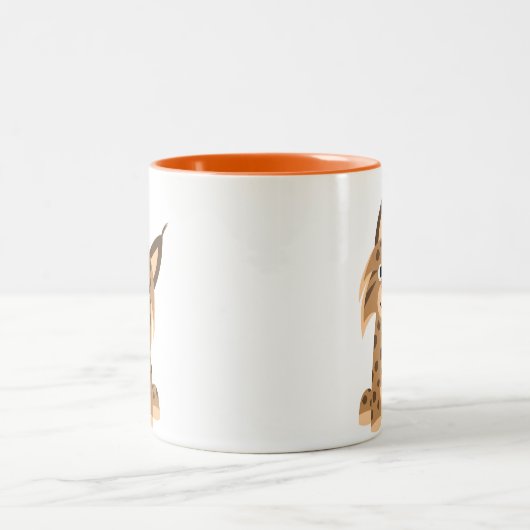 Niedlicher Cartoon-Prankish Luchs-Tasse Zweifarbige Tasse (Mittel)