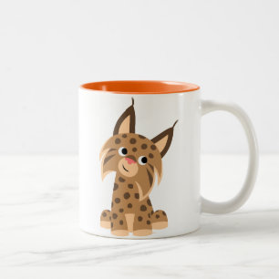 Niedlicher Cartoon-Prankish Luchs-Tasse Zweifarbige Tasse