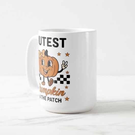 Niedlicher Cartoon Pumpkin im Patch Kaffeetasse (Vorderseite Links)