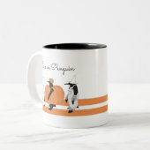 Niedlicher Cartoon Pumpkin Penguin Funny Halloween Zweifarbige Tasse (Vorderseite Links)