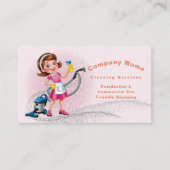 Niedlicher Cartoon QR-Code Glitzer Rosa Hausreinig Visitenkarte (Vorderseite)