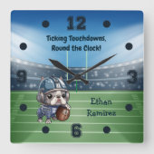 Niedlicher Cartoon Quadratische Wanduhr (Vorderseite)