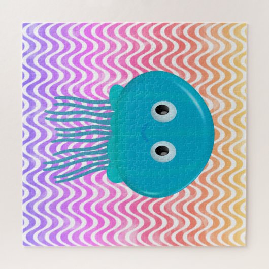 Niedlicher Cartoon Quallen im farbenfrohen Ozean Puzzle (Horizontal)