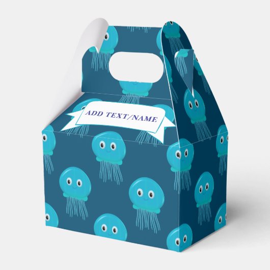 Niedlicher Cartoon Quallen Muster im blauen Meer Geschenkschachtel (Vorderseite)
