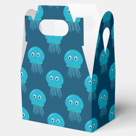 Niedlicher Cartoon Quallen Muster im blauen Meer Geschenkschachtel (Geöffnet)