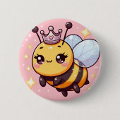 Niedlicher Cartoon Queen Bee Button (Vorderseite)