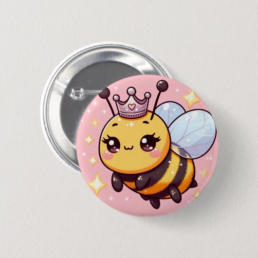 Niedlicher Cartoon Queen Bee Button (Vorne & Hinten)