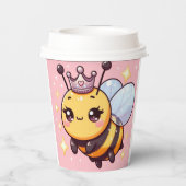 Niedlicher Cartoon Queen Bee Pappbecher (Rückseite)