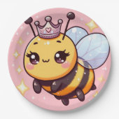 Niedlicher Cartoon Queen Bee Pappteller (Vorderseite)