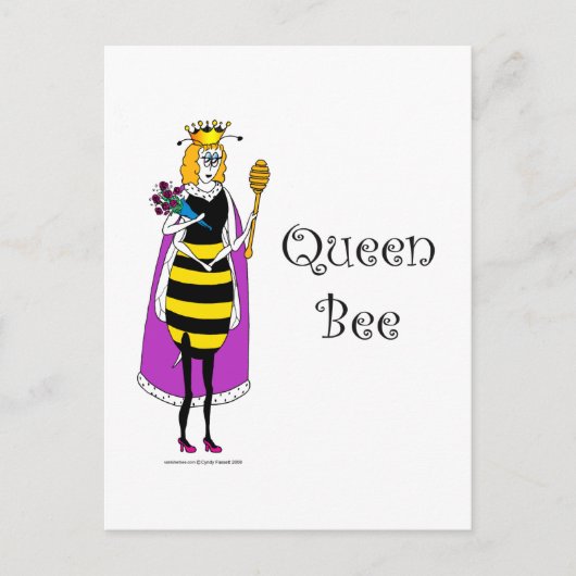 Niedlicher Cartoon Queen Bee Postkarte (Vorderseite)