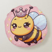 Niedlicher Cartoon Queen Bee Rundes Kissen (Rückseite)