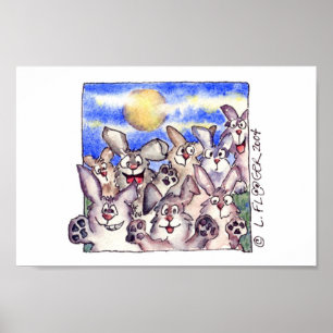 Niedlicher Cartoon Rabbit Full Moon Poster drucken