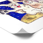 Niedlicher Cartoon Rabbits Moon Dancing Poster dru (Ecke)