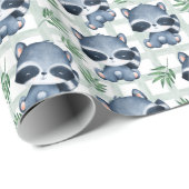 Niedlicher Cartoon Raccoon Forest Animal Geschenkpapier (Rolleneckpunkt)