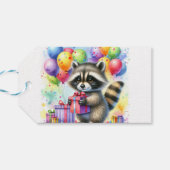 Niedlicher Cartoon Raccoon Geburtstag Personalisie Geschenkanhänger (Rückseite Horizontal)