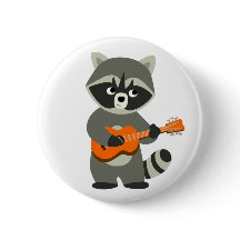 Niedlicher Cartoon Raccoon Gitarre spielen