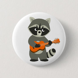 Niedlicher Cartoon Raccoon Gitarre spielen Button