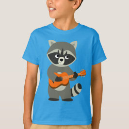 Niedlicher Cartoon Raccoon Gitarre spielen Kinder  T-Shirt