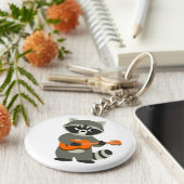 Niedlicher Cartoon Raccoon Gitarre spielen Schlüsselanhänger (Seite)