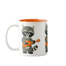 Niedlicher Cartoon Raccoon Gitarre spielen