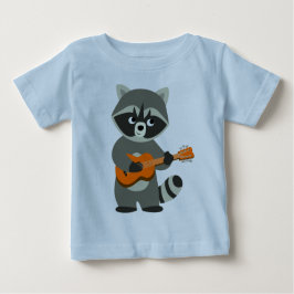 Niedlicher Cartoon Raccoon Playing Guitar Baby T - Baby T-shirt