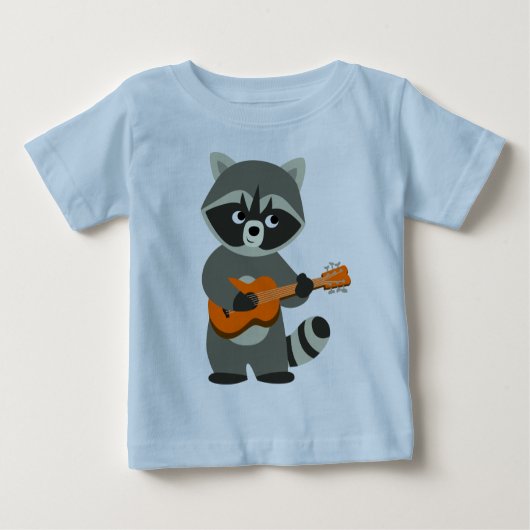 Niedlicher Cartoon Raccoon Playing Guitar Baby T - Baby T-shirt (Vorderseite)