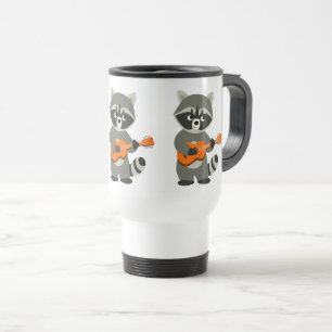 Niedlicher Cartoon Raccoon Playing Guitar Tasse