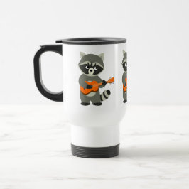 Niedlicher Cartoon Raccoon Playing Guitar Tasse