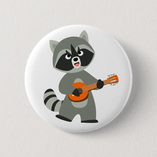 Niedlicher Cartoon Raccoon Spielen Banjo Button (Vorderseite)