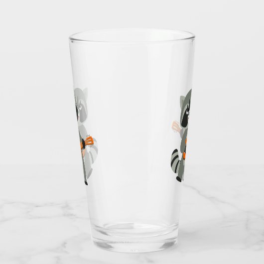 Niedlicher Cartoon Raccoon Spielen Banjo Glass Tum Glas (Links)