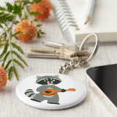 Niedlicher Cartoon Raccoon Spielen Banjo Schlüsselanhänger (Seite)