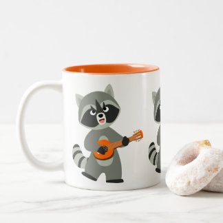Niedlicher Cartoon Raccoon Spielen Banjo Zweifarbige Tasse