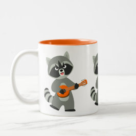 Niedlicher Cartoon Raccoon Spielen Banjo Zweifarbige Tasse