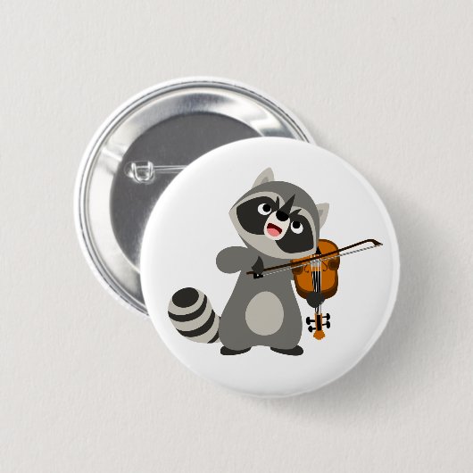 Niedlicher Cartoon Raccoon Violine Button (Vorne & Hinten)