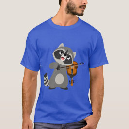 Niedlicher Cartoon Raccoon Violine T-Shirt