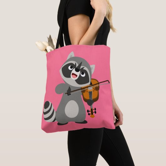 Niedlicher Cartoon Raccoon Violine Tasche (Von Nahem)