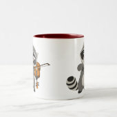 Niedlicher Cartoon Raccoon Violine Zweifarbige Tasse (Mittel)