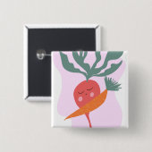 Niedlicher Cartoon Radish und Carrot Button (Vorne & Hinten)