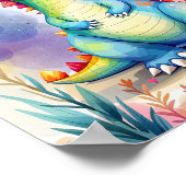 Niedlicher Cartoon Rainbow Dinosaurier Kinder Poster (Ecke)