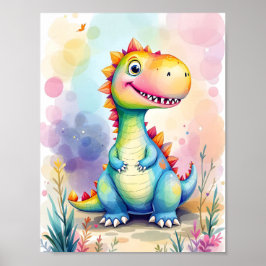 Niedlicher Cartoon Rainbow Dinosaurier Kinder Poster