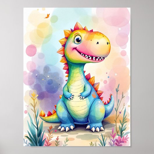 Niedlicher Cartoon Rainbow Dinosaurier Kinder Poster (Vorne)