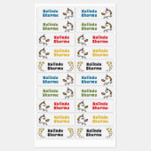 Niedlicher Cartoon Rainbow Unicorn Tanzschule Name Etiketten (Blatt)