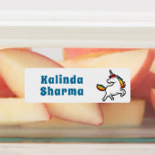 Niedlicher Cartoon Rainbow Unicorn Tanzschule Name Etiketten (Befestigt)