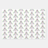 Niedlicher Cartoon Rainbow Unicoron und Butterfly Geschenkpapier Set (Vorderseite)