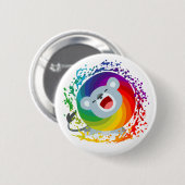 Niedlicher Cartoon Rainbow White Lion Button (Vorne & Hinten)