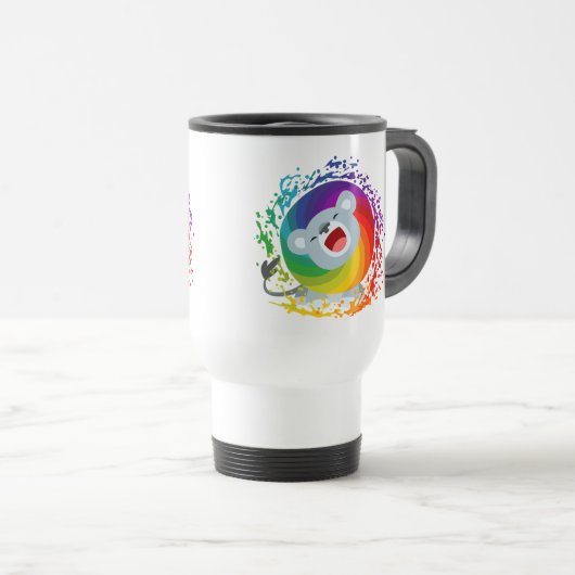 Niedlicher Cartoon Rainbow White Lion Tasse (VorderseiteRechts)